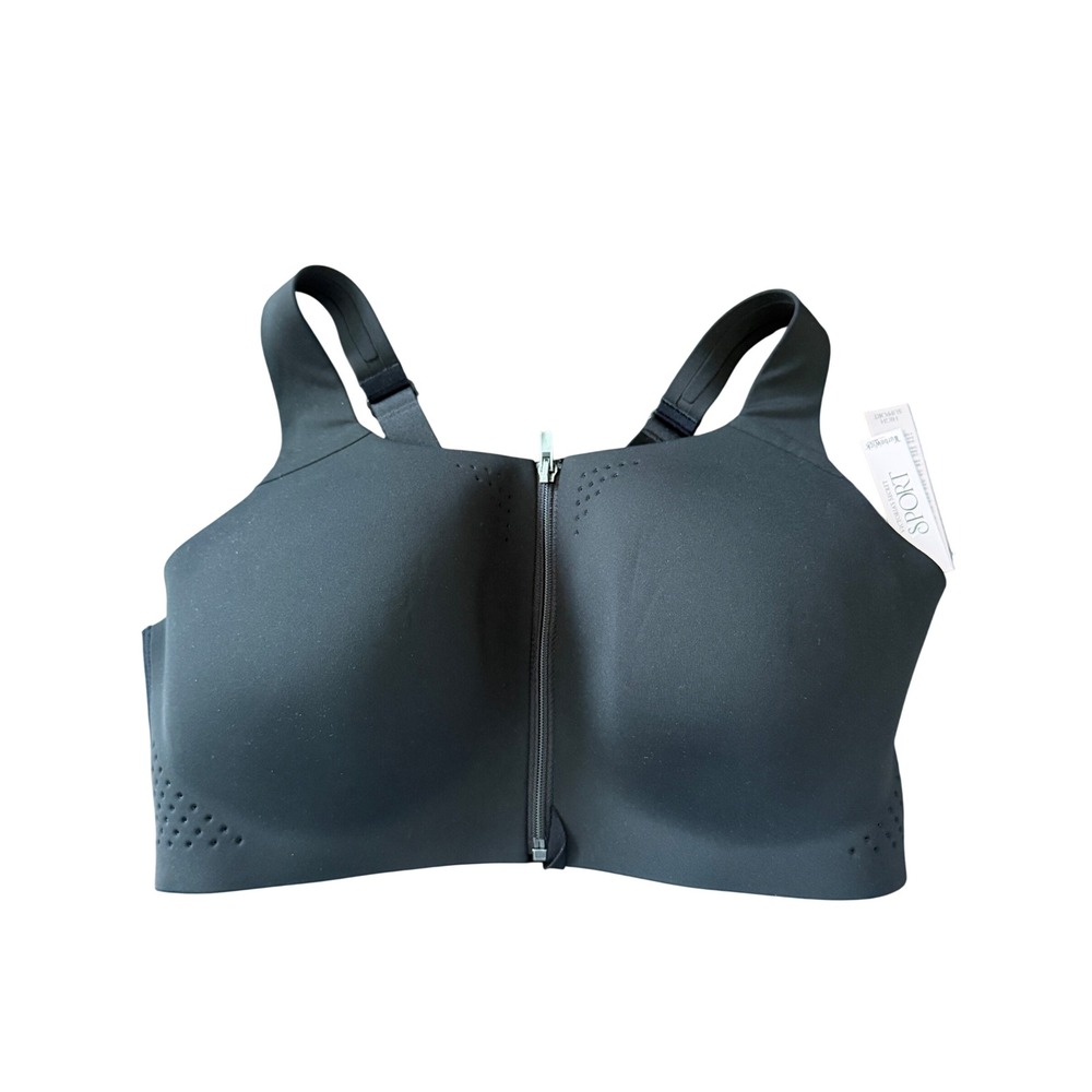 Victoria's Secret Sport Featherweight Max Front-Zip Bra Black 38DD High Support